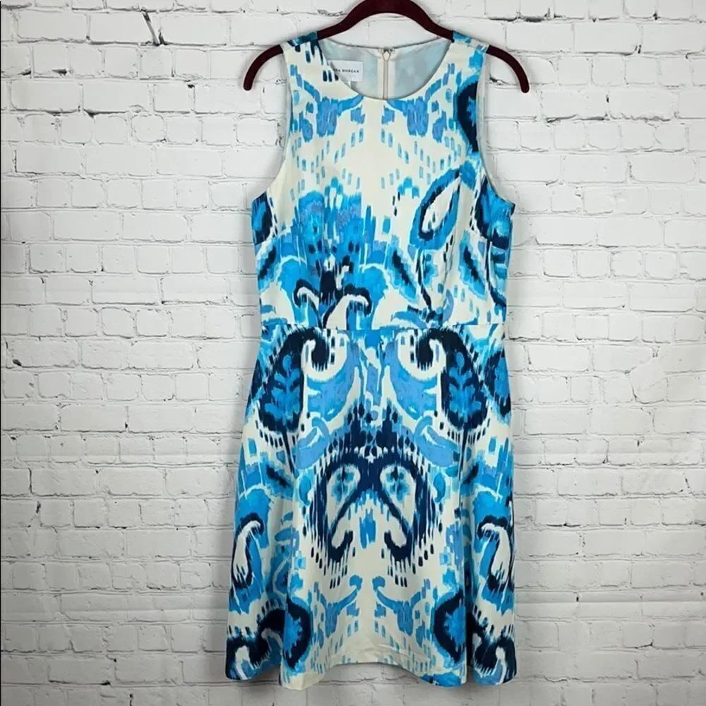 Donna Morgan White and Blue Dress Size 8